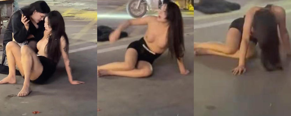 毫州夜市惊现离谱一幕 美艳人妖惨遭七旬老太当街辱骂 两人互撕衣服巨乳弹跳全裸暴露 