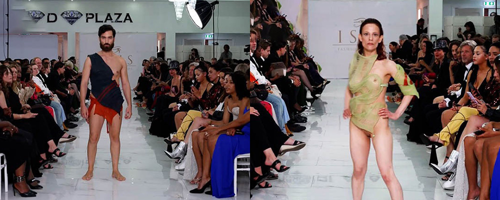 荷兰时装周模特裸体走秀    粉嫩奶头与骚逼同时露出  这是艺术表达还是赤裸诱惑