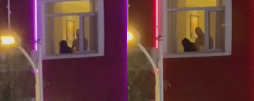 安平汉庭酒店窗前上演活春宫被拍    老头后入猛怼骚逼小穴   插得母狗双眼发白 