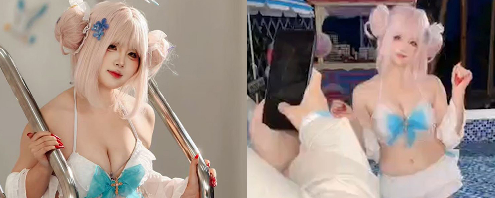 上海糖果摄影会高颜值大奶妹COS装暴露   摄影师假意拍摄当场上手抓奶子    高清镜头捕捉现场春光